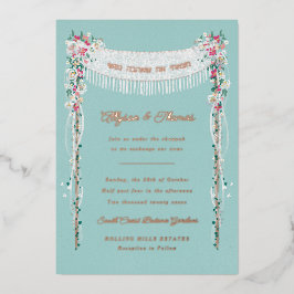 Joodse weddenschap Romantic onder de titel Chuppah Folie Uitnodiging
