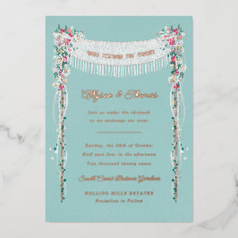 Joodse weddenschap Romantic onder de titel Chuppah Folie Uitnodiging