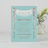 Joodse weddenschap Romantic onder de titel Chuppah Folie Uitnodiging (Staand Voorkant)