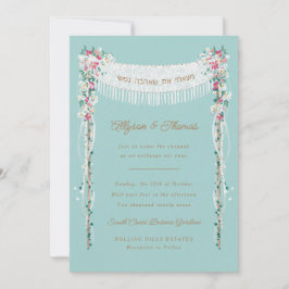 Joodse weddenschap Romantic onder de titel Chuppah Kaart