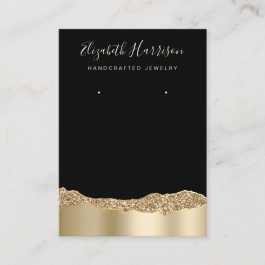 Joodse weergave Glitter Gold Foil Black Visitekaartje (Voorkant)