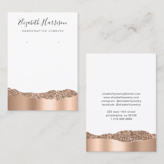 Joodse weergave Glitter Roos Gold Foil Visitekaartje (Voorkant / Achterkant)