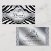 Joodse Zebra Valentijnse Heart Sparkle Black Visitekaartje (Voorkant / Achterkant)