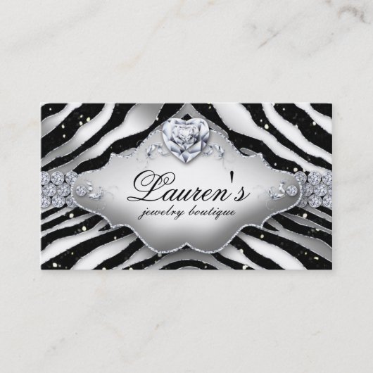 Joodse Zebra Valentijnse Heart Sparkle Black Visitekaartje (Voorkant)