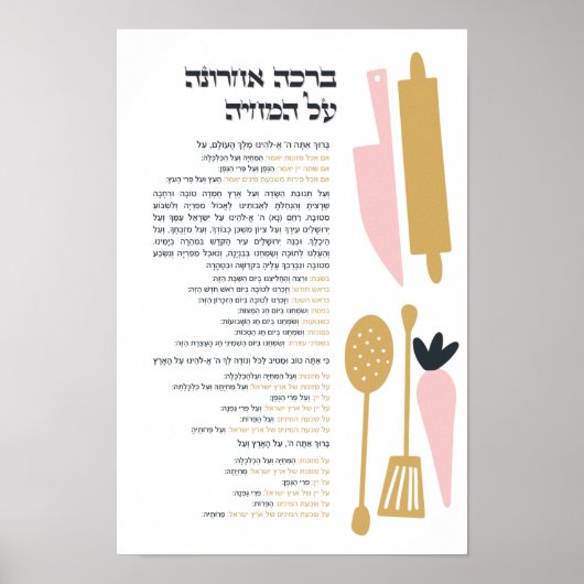 Joodse zegeningen na Meal Al haMichya in het Hebre Poster (Voorkant)