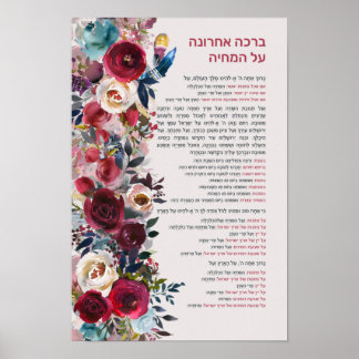 Joodse zegeningen na Meal Al haMichya in het Hebre Poster