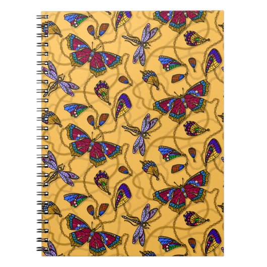 Joodvlinders en libellen op geel notitieboek (Voorkant)