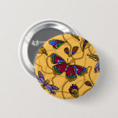 Joodvlinders en libellen op geel ronde button 5,7 cm (Voorkant /achterkant)