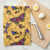 Joodvlinders en libellen op geel theedoek (Quarter Fold)