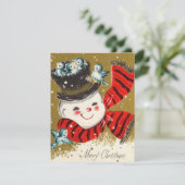 joolly Snowman met vogels Feestdagenkaart (Staand voorkant)