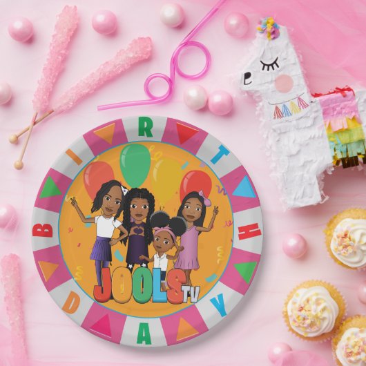 JOOLS TV ®️ Roze 9 in Bord met rond papier (Feest)