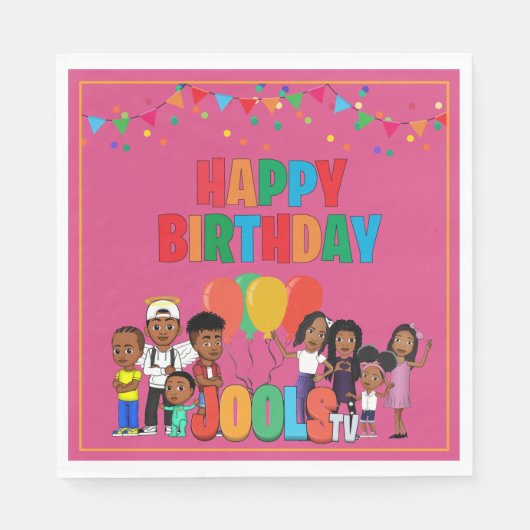 JOOLS TV ®️ Roze Papier 6.5 in Napels Servet (Voorkant)