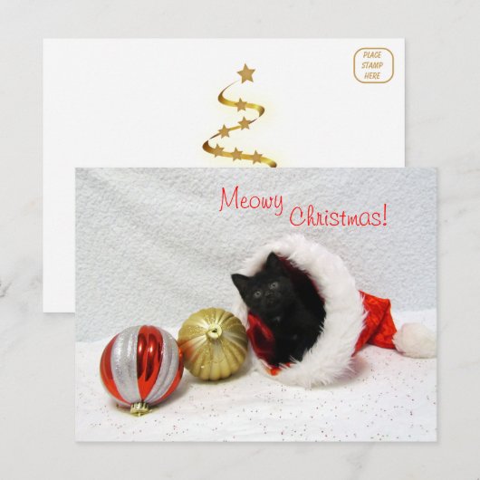 Joon's Christmas - Kat / Kitten Briefkaart (Voorkant / Achterkant)