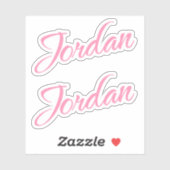 Jordaan Decoratieve Naam in Roze x2 Sticker (Vel)