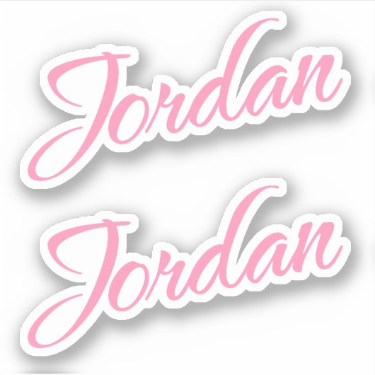 Jordaan Decoratieve Naam in Roze x2 Sticker (Voorkant)