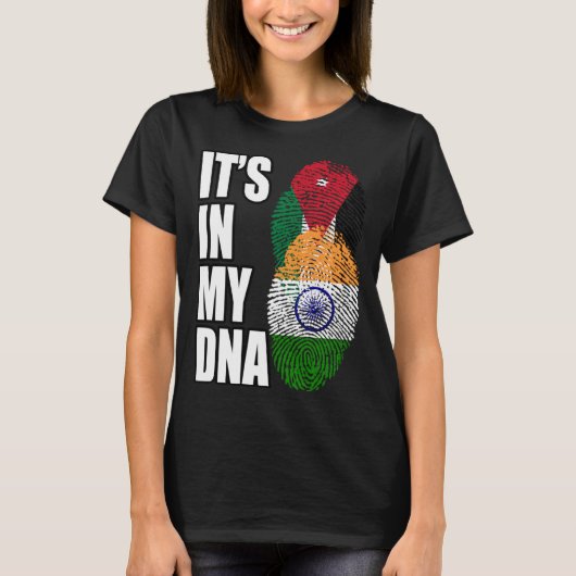 Jordaanse en Indiase mix DNA erfgoed vlag T-shirt (Voorkant)