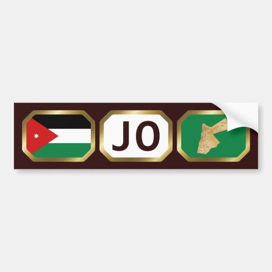 Jordaanse Vlag Landkaart Code Bumpersticker (Voorkant)