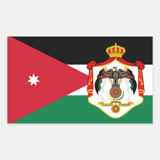 Jordaanse vlag & wapen, vlag van Jordanië Rechthoekige Sticker (Voorkant)