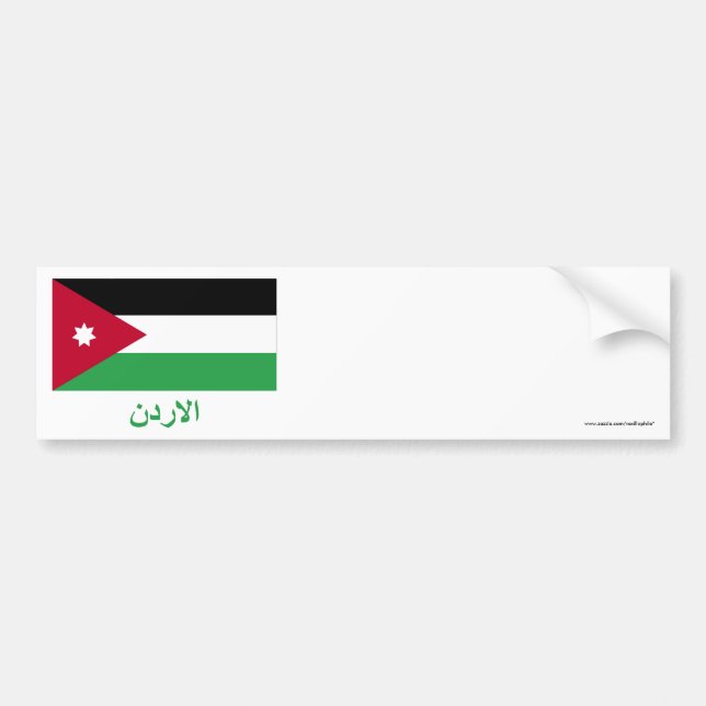 Jordaanvlag met naam in het Arabisch Bumpersticker (Voorkant)