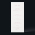 Jordan Bord Roze Script Monogram Elegante bruiloft Menu<br><div class="desc">Elegant huwelijksmenu met een klassiek ontwerp met uw monogram in een scriptlettertype,  samen met uw menu in een traditioneel serif lettertype.</div>