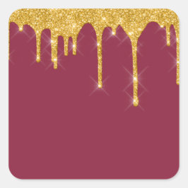 Jordan Candles Burgundy Gold Glitter Spark Vierkante Sticker