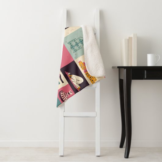 Jordan Culture Retro Geïllustreerde Symbolen Sherpa Deken (In situ)