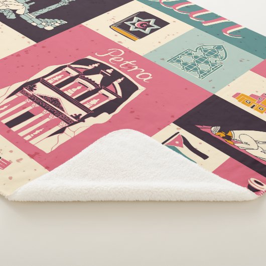 Jordan Culture Retro Geïllustreerde Symbolen Sherpa Deken (3/4)