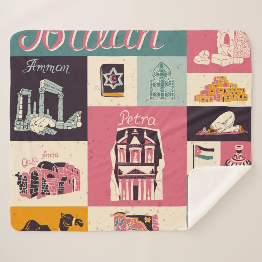 Jordan Culture Retro Geïllustreerde Symbolen Sherpa Deken (Voorkant (horizontaal))