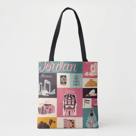 Jordan Culture Retro Geïllustreerde Symbolen Tote Bag (Voorkant)