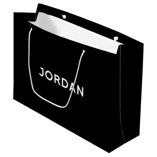 Jordan Elegant Gift Bag in zwart-wit Groot Cadeauzakje (Voorkant Gekanteld)