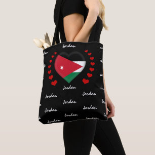 Jordan Flag & Heart, Jordaanse vlag mode/sport Tote Bag