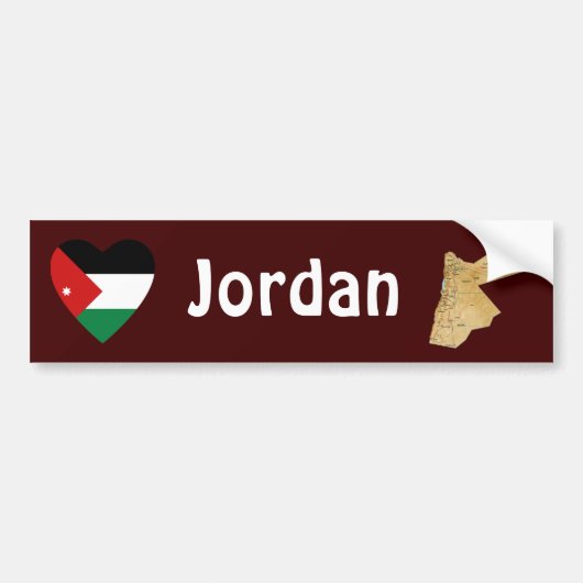 Jordan Flag Heart + Map Bumpersticker (Voorkant)