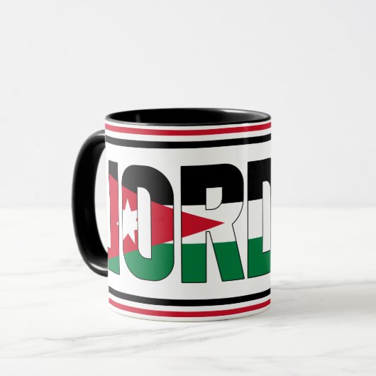 Jordan Flag Inscription Black Red White Green Mok (Voorkant links)