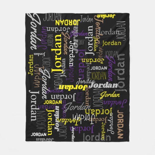 Jordan gepersonaliseerde naam zwart geel grijs bru fleece deken (Voorkant)