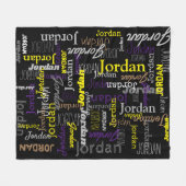 Jordan gepersonaliseerde naam zwart geel grijs bru fleece deken (Voorkant (Horizontaal))