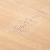 Jordan grijs script monogram elegante bruiloft acryl uitnodigingen (Laagn)