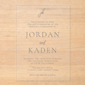 Jordan grijs script monogram elegante bruiloft acryl uitnodigingen (Voorkant)