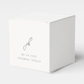 Jordan grijs script monogram elegante bruiloft bedankdoosjes (Voorkant Zijde)