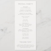 Jordan grijs script monogram elegante bruiloft programmakaart (Achterkant)