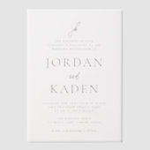 Jordan grijs script monogram elegante bruiloft vellum uitnodigingen (Voorkant)