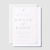 Jordan grijs script monogram elegante bruiloft vellum uitnodigingen (Offset)