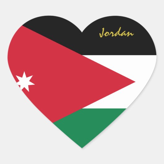 Jordan Heart Sticker, vlag van Patriottisch Jordan Hart Sticker (Voorkant)