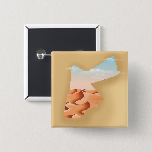 Jordan illustreerde kaartreisposter vierkante button 5,1 cm (Voorkant /achterkant)