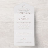 Jordan Lichtbruin Script Monogram Elegant Bruiloft All In One Uitnodiging (Binnen)