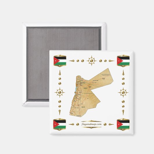 Jordan Map + Flags Magnet (Voorkant / Achterkant)