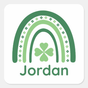 Jordan Name Clover Boho Rainbow Vierkante Sticker