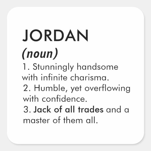 Jordan name, Editable name, Custom name Vierkante Sticker (Voorkant)