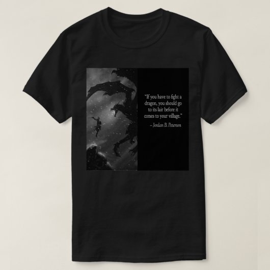 Jordan Peterson vecht tegen de draak - zwart shirt (Design voorkant)
