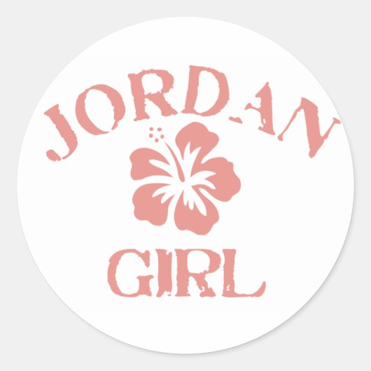 Jordan Roze Meisje Ronde Sticker (Voorkant)