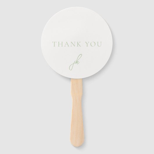 Jordan Soft Sage Script Monogram Elegante bruiloft Handwaaier (Voorkant)